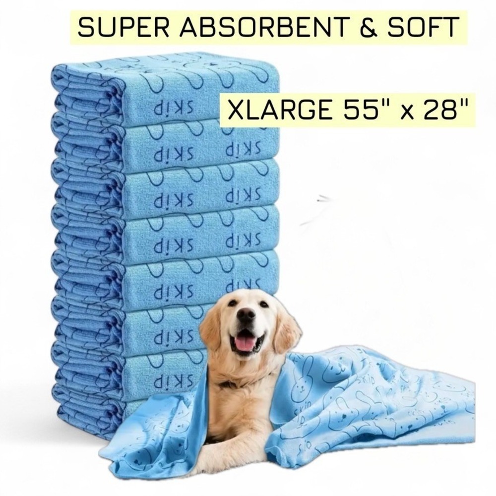 Quick Drying Super Absorbent Microfiber Dog Pet Towels XL 55"x28"‎ Grooming 2pk